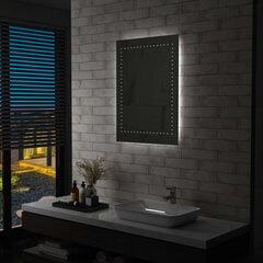 Sieninis vonios kambario veidrodis su LED, 60x80cm kaina ir informacija | Veidrodžiai | pigu.lt