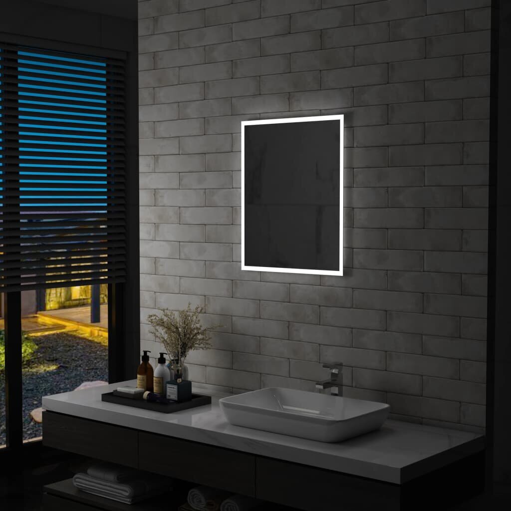 Sieninis vonios kambario veidrodis su LED, 50x60cm цена и информация | Veidrodžiai | pigu.lt