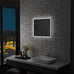 Sieninis vonios kambario veidrodis su LED, 60x50cm, kaina ir informacija | Veidrodžiai | pigu.lt