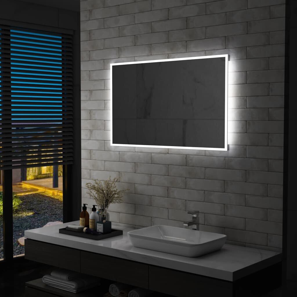 Sieninis vonios kambario veidrodis su LED, 100x60cm, kaina ir informacija | Veidrodžiai | pigu.lt