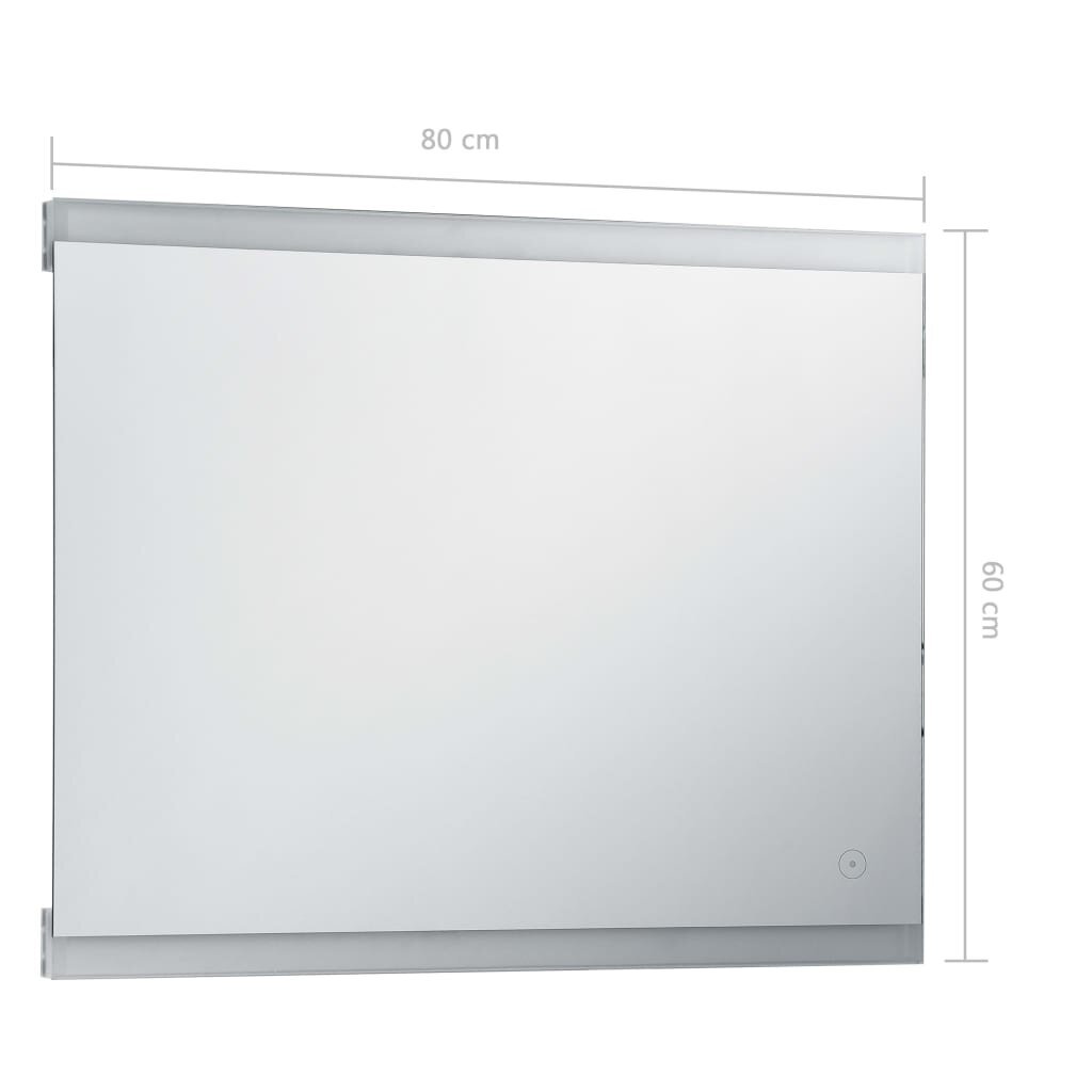 Sieninis vonios kambario veidrodis su LED ir jutikliu, 80x60cm, kaina ir informacija | Veidrodžiai | pigu.lt