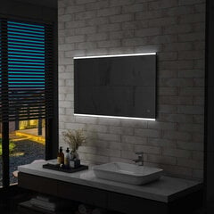 Sieninis vonios kambario veidrodis su LED ir jutikliu, 100x60cm, kaina ir informacija | Veidrodžiai | pigu.lt
