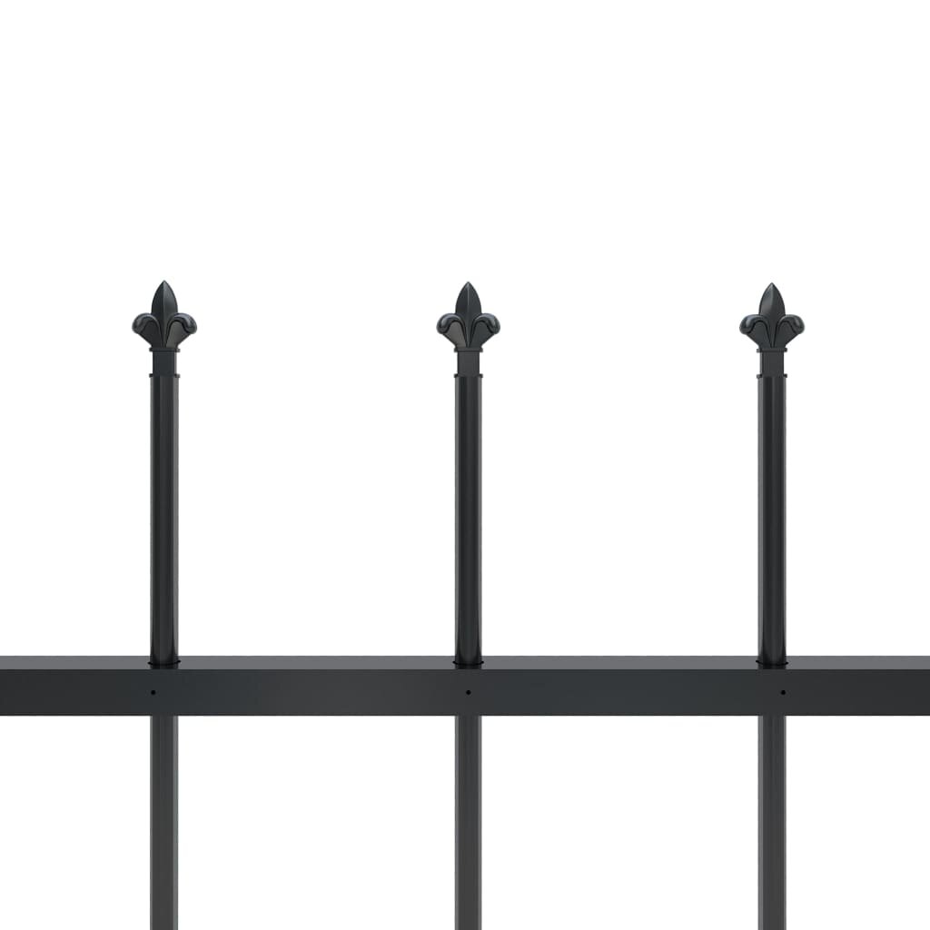 Sodo tvora su iečių viršugal., 1,7x0,6m, plienas, juoda цена и информация | Tvoros ir jų priedai | pigu.lt