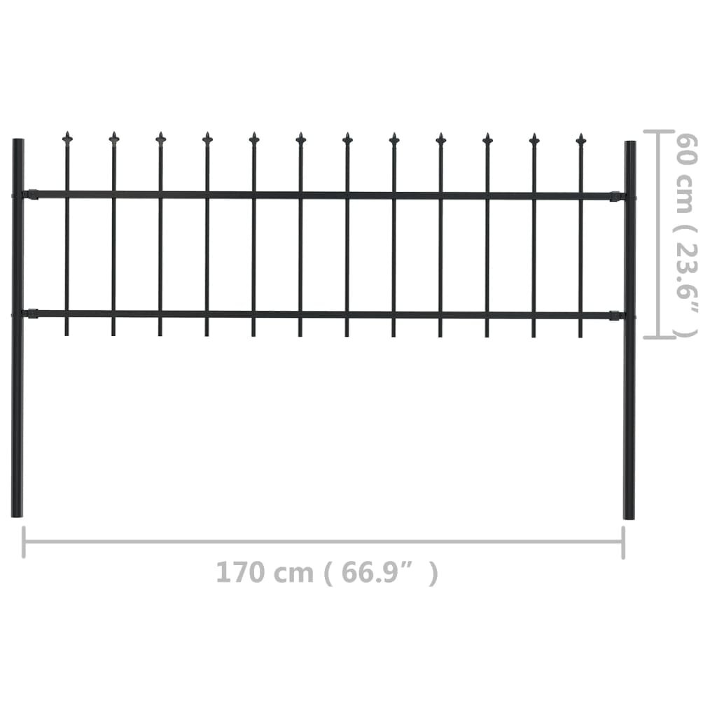 Sodo tvora su iečių viršugal., 1,7x0,6m, plienas, juoda цена и информация | Tvoros ir jų priedai | pigu.lt