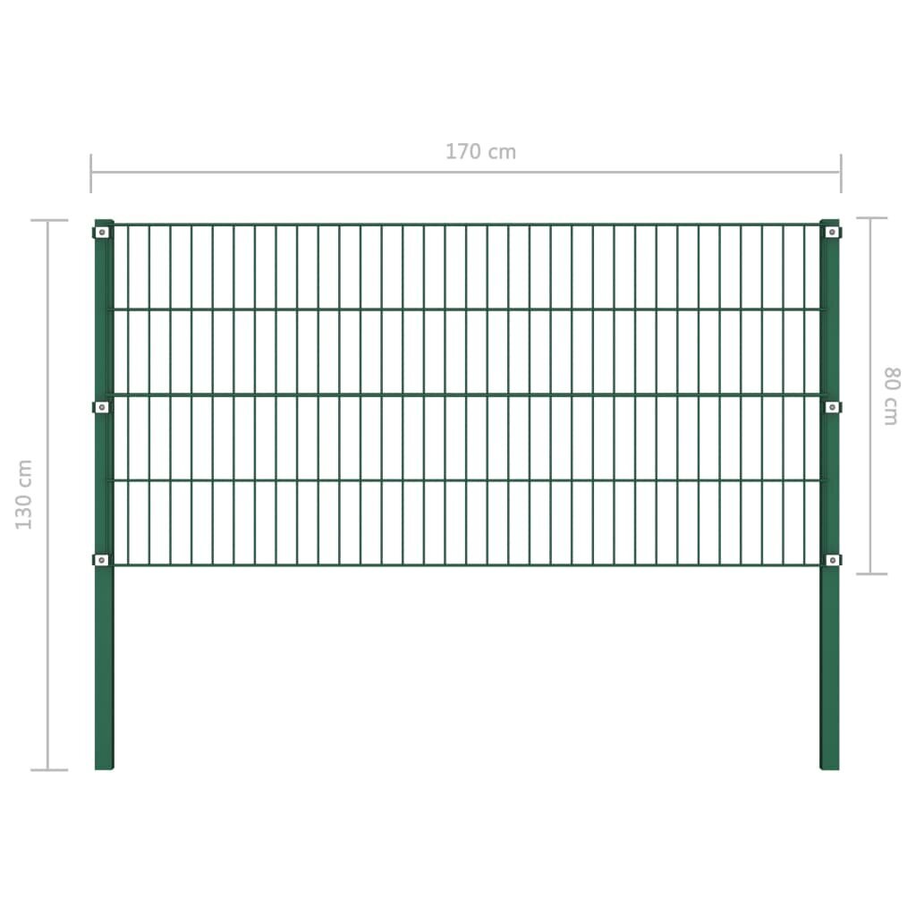 Tvoros segmentai su stulpais, žalios spalvos, 1,7x0,8m, geležis цена и информация | Tvoros ir jų priedai | pigu.lt