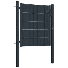 Vartai, antracito spalvos, PVC ir plienas, 100x101cm kaina ir informacija | Tvoros ir jų priedai | pigu.lt