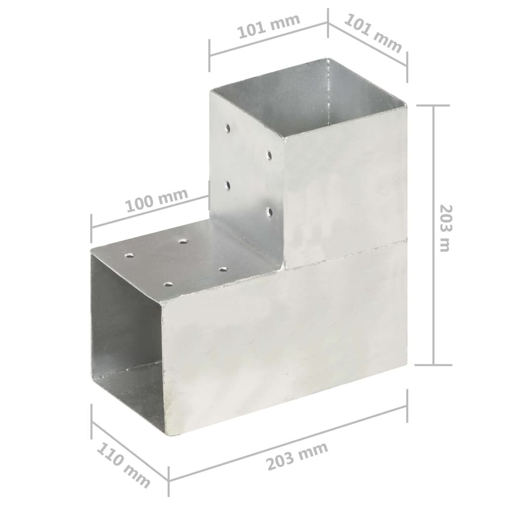 Stulpų sujungimai, 4vnt., 101x101mm, metalas, L formos kaina ir informacija | Tvoros ir jų priedai | pigu.lt