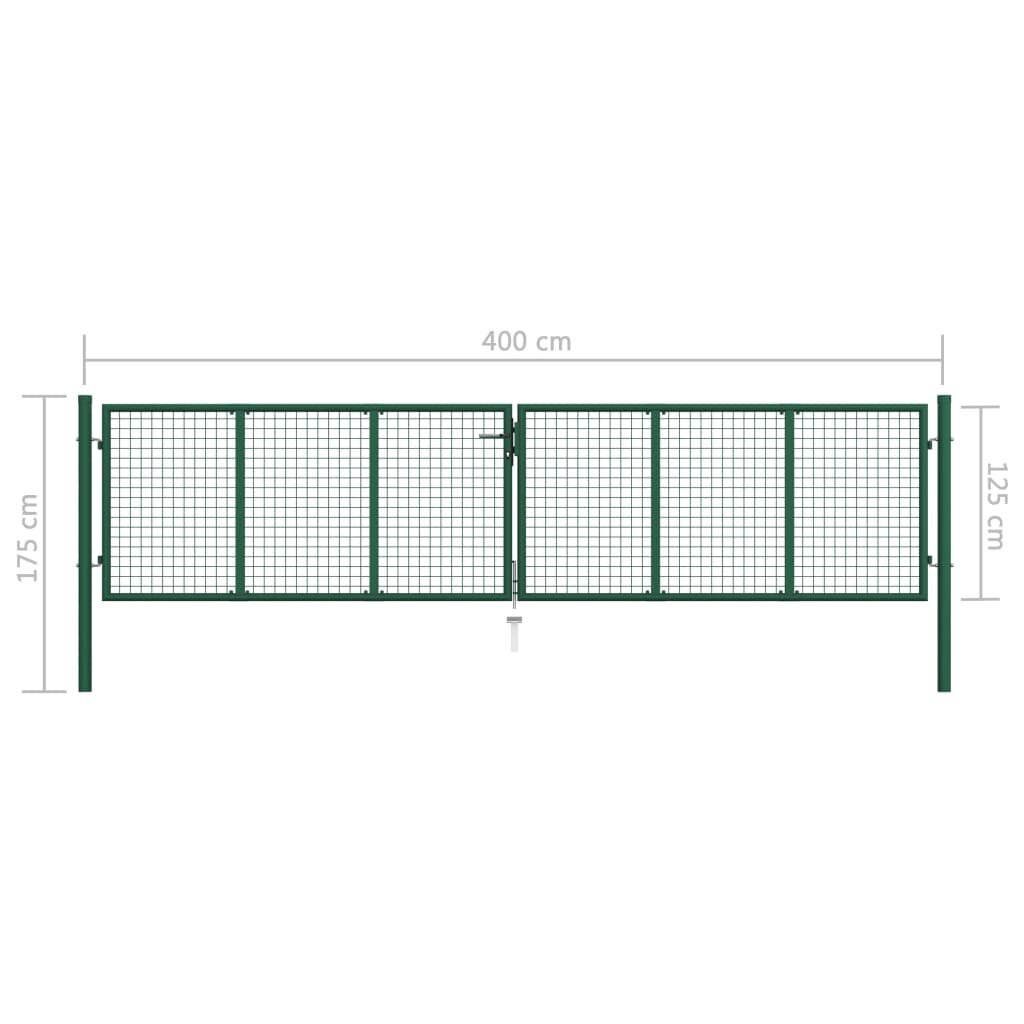 Tinkliniai sodo vartai, žalios spalvos, 400x125cm, plienas kaina ir informacija | Tvoros ir jų priedai | pigu.lt