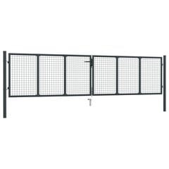 Tinkliniai sodo vartai, pilki, 400x125cm, galvanizuotas plienas kaina ir informacija | Tvoros ir jų priedai | pigu.lt