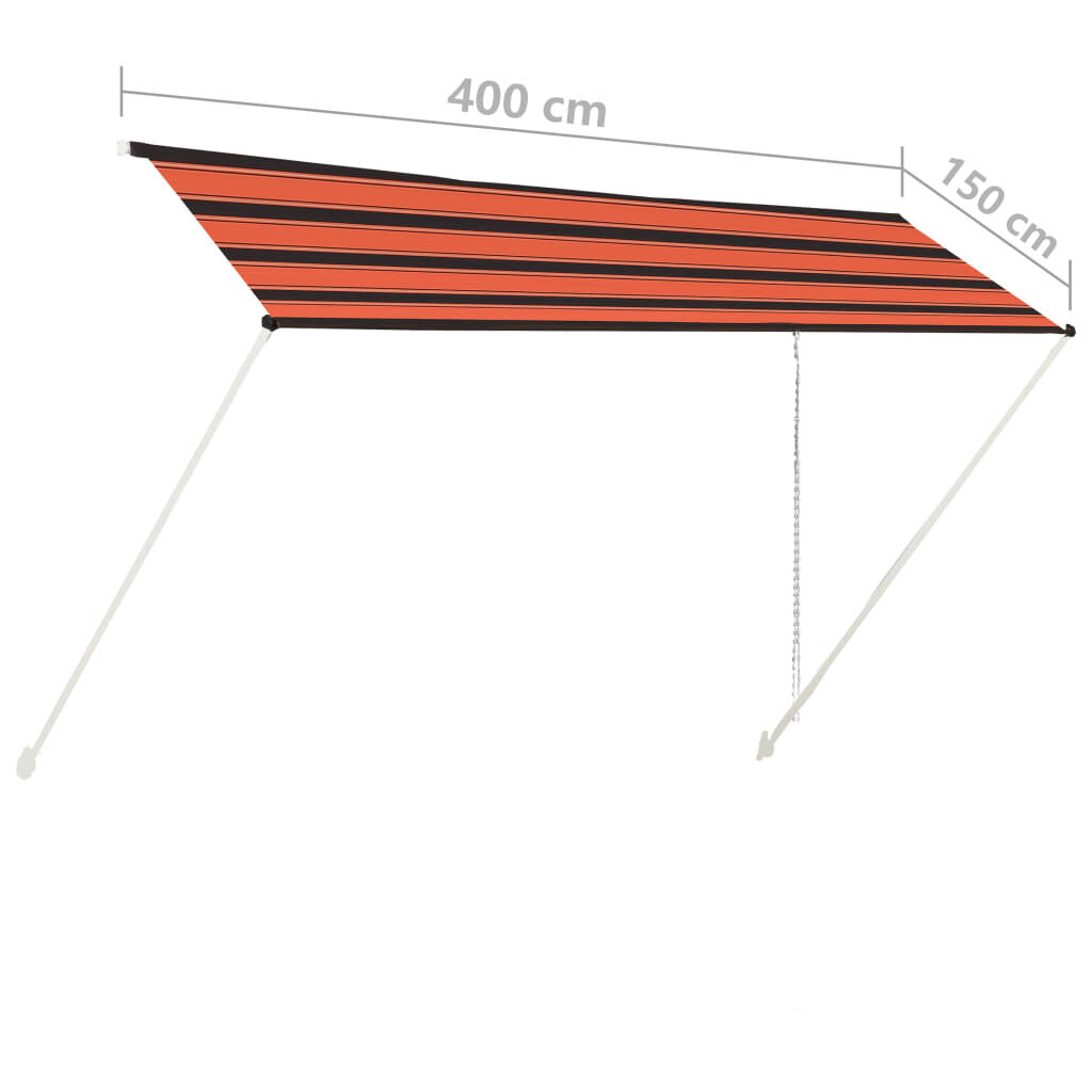 Ištraukiama markizė, 400x150cm, oranžinė kaina ir informacija | Skėčiai, markizės, stovai | pigu.lt