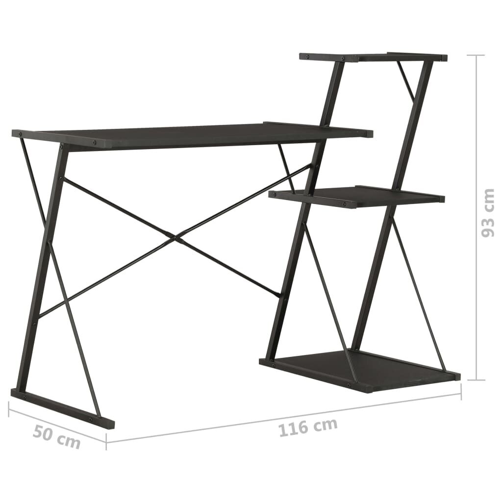 Rašomasis stalas VidaXL, 116x50x93 cm, juodas kaina ir informacija | Kompiuteriniai, rašomieji stalai | pigu.lt