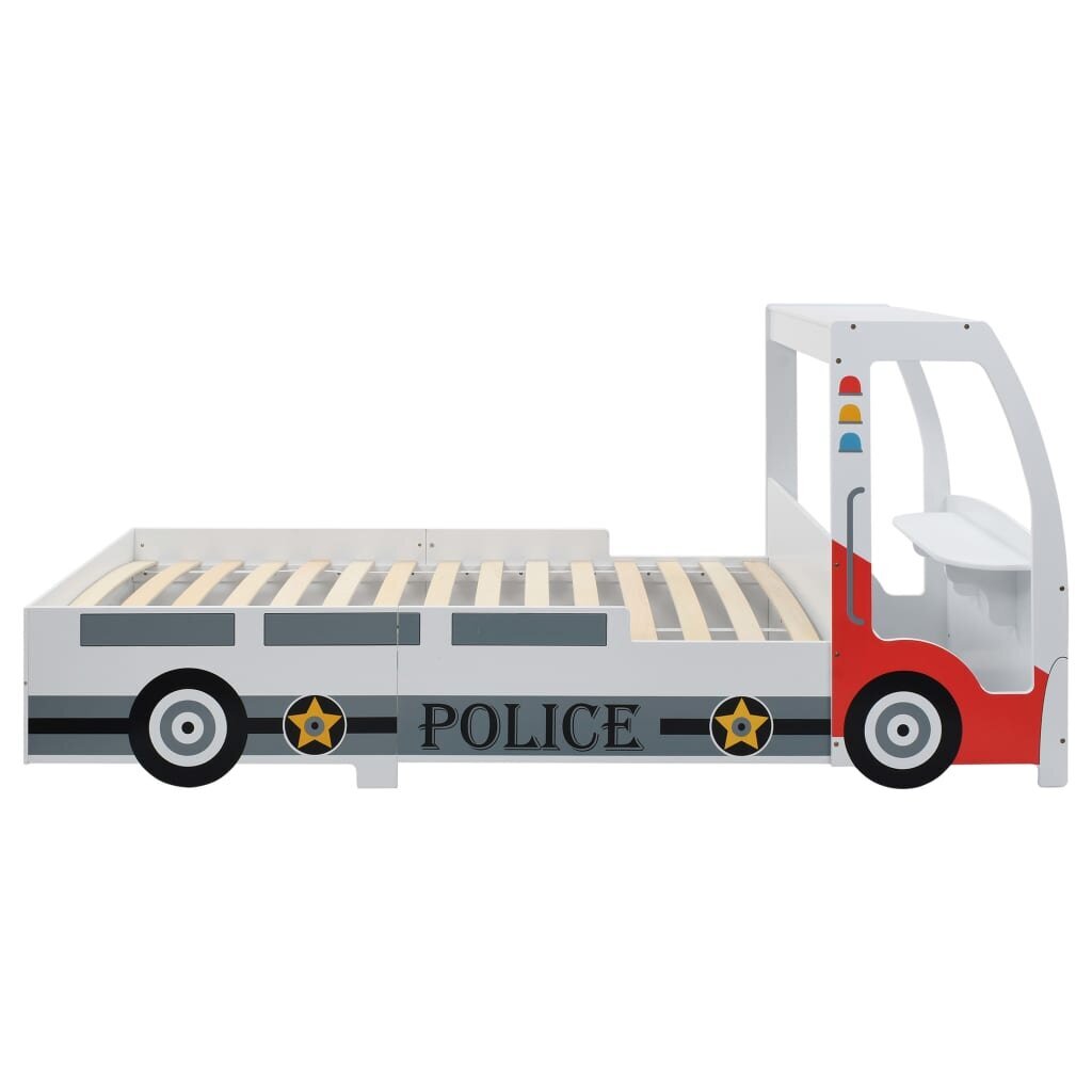 Vaikiška lova policijos automobilis VidaXL, 90x200 cm, balta цена и информация | Vaikiškos lovos | pigu.lt