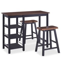 Комплект мебели для бара, 3 ч., деревянная панель (ДВП), черный цена и информация | Комплекты мебели для столовой | pigu.lt