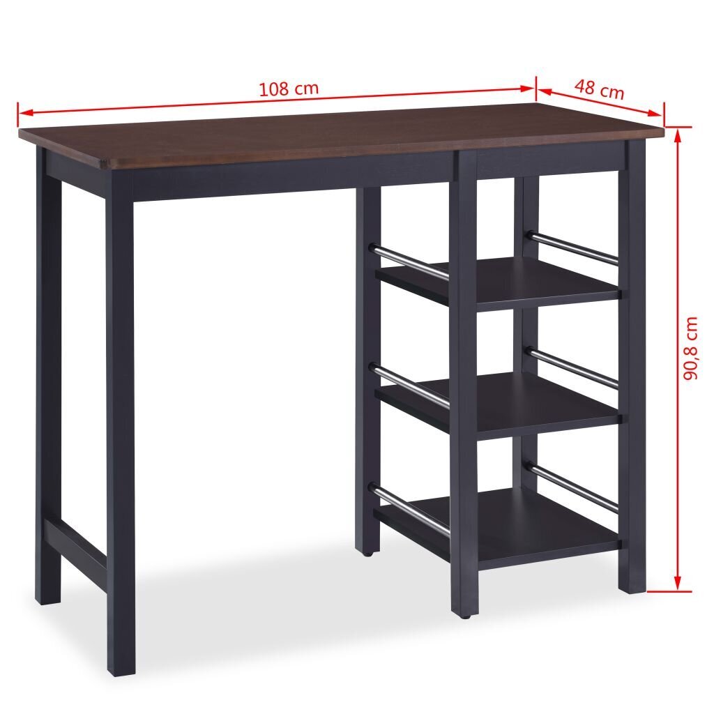 Baro baldų rinkinys, 3d., medienos plokštė (MDF), juodas kaina ir informacija | Valgomojo komplektai | pigu.lt