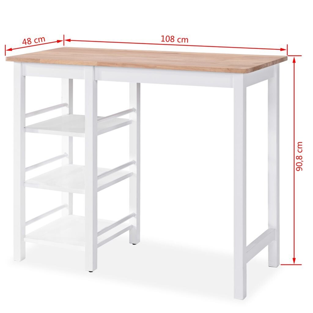 Baro baldų rinkinys, 3 dalių, medienos plokštė (MDF), baltas kaina ir informacija | Valgomojo komplektai | pigu.lt