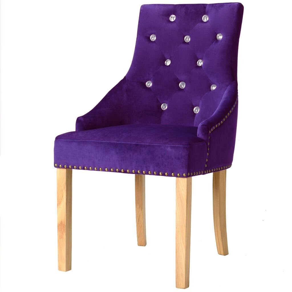 Valgomojo kėdės, 2 vnt, violetinės, ąžuolo mediena ir aksomas цена и информация | Virtuvės ir valgomojo kėdės | pigu.lt
