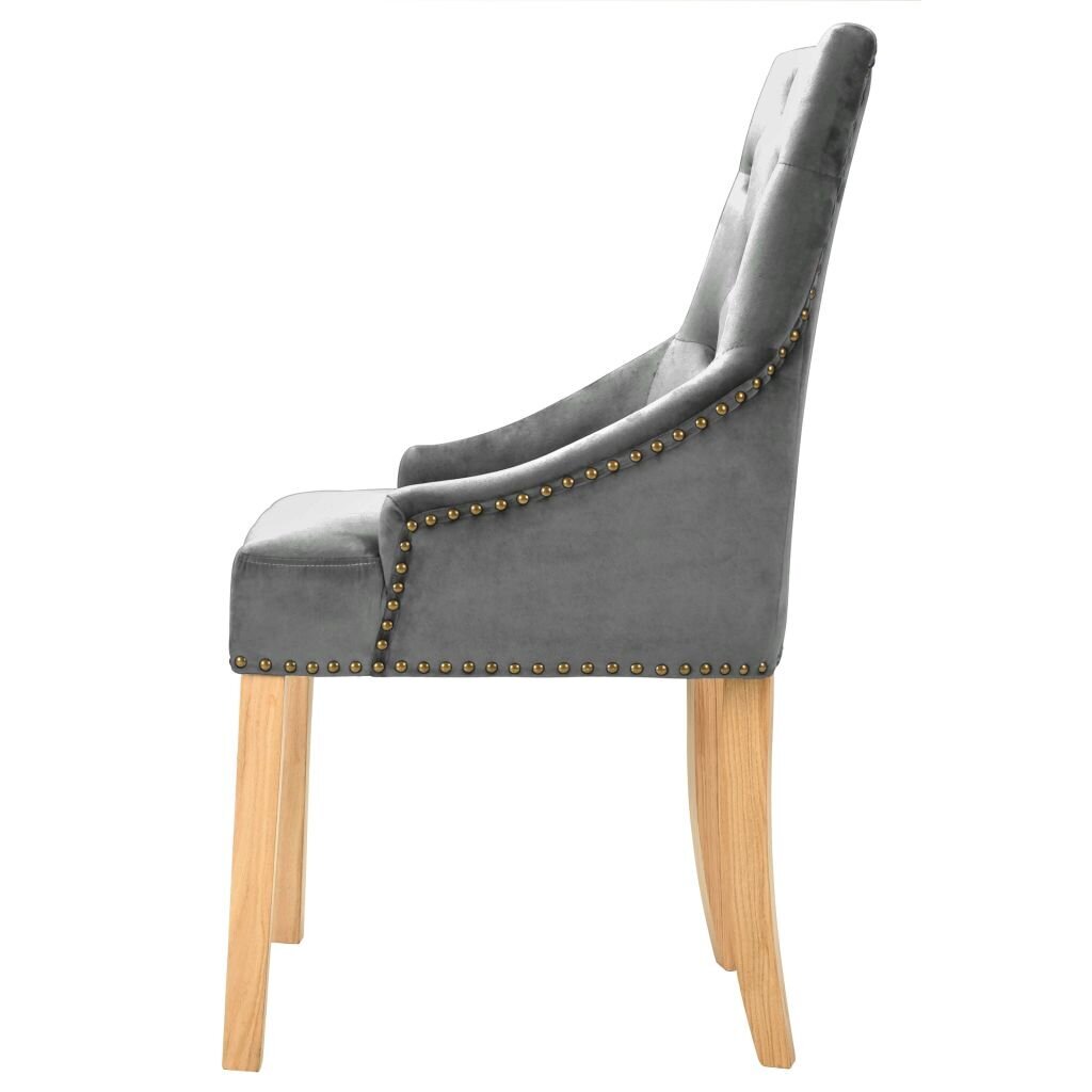 Valgomojo kėdės, 2vnt., sidabrinės, ąžuolo mediena ir aksomas kaina ir informacija | Virtuvės ir valgomojo kėdės | pigu.lt