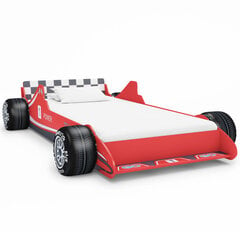 Vaikiška lova lenktyninė mašina VidaXL, 90x200 cm, raudona kaina ir informacija | Vaikiškos lovos | pigu.lt