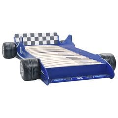Vaikiška lova lenktyninė mašina VidaXL, 90x200 cm, mėlyna kaina ir informacija | Vaikiškos lovos | pigu.lt
