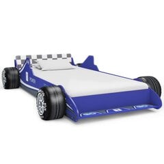 Vaikiška lova lenktyninė mašina VidaXL, 90x200 cm, mėlyna kaina ir informacija | Vaikiškos lovos | pigu.lt
