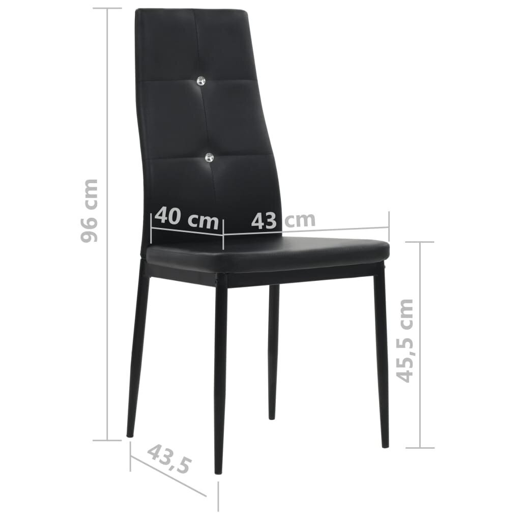 Valgomojo kėdės, 2 vnt., juodos spalvos, dirbtinė oda цена и информация | Virtuvės ir valgomojo kėdės | pigu.lt