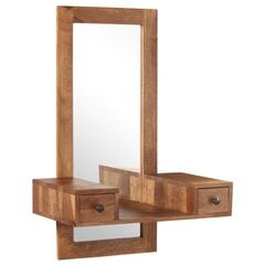 Kosmetinis veidrodis su stalčiais, rudas kaina ir informacija | Veidrodžiai | pigu.lt