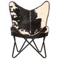 Drugelio formos kėdė, juoda ir balta, tikra ožkos oda kaina ir informacija | Svetainės foteliai | pigu.lt