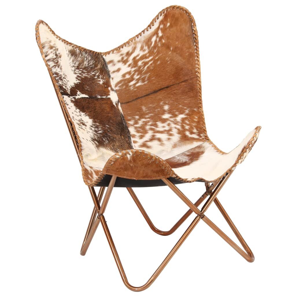 Drugelio formos kėdė, ruda ir balta, tikra ožkos oda цена и информация | Svetainės foteliai | pigu.lt