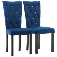 Valgomojo kėdės, 2 vnt., tamsiai mėlynos, aksomas цена и информация | Стулья для кухни и столовой | pigu.lt