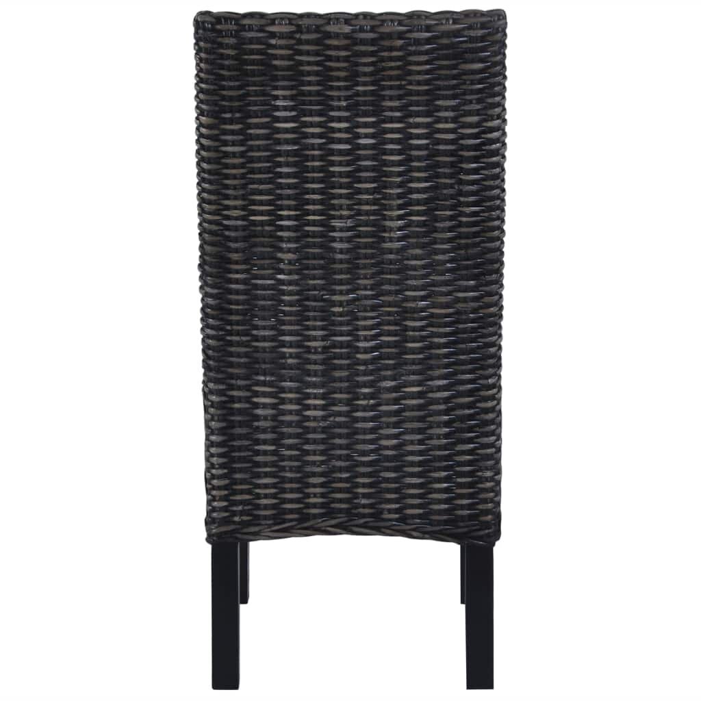 Valgomojo kėdės, 2vnt., juodos, Kubu ratanas ir mango mediena kaina ir informacija | Virtuvės ir valgomojo kėdės | pigu.lt