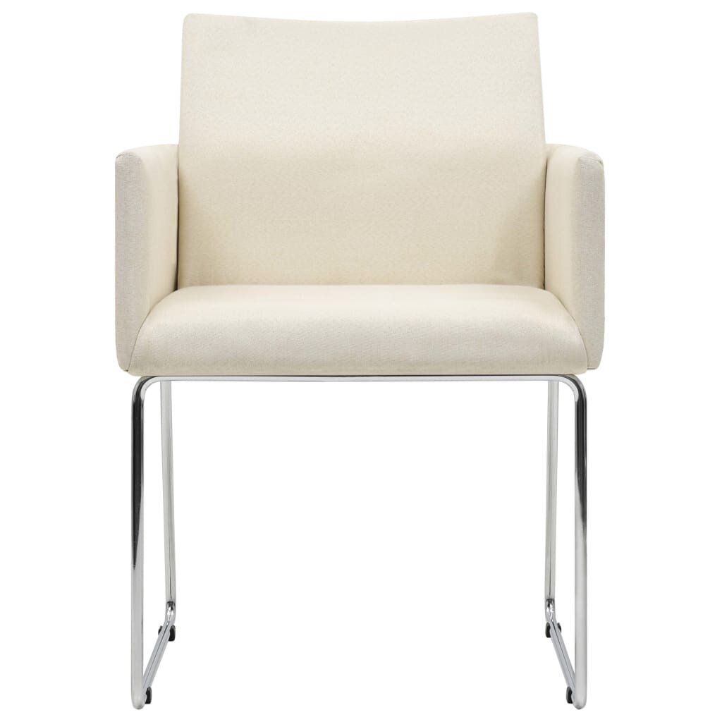 Valgomojo kėdės, 2vnt., baltos, lino išvaizdos audinys kaina ir informacija | Virtuvės ir valgomojo kėdės | pigu.lt