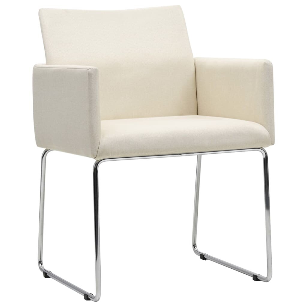 Valgomojo kėdės, 2vnt., baltos, lino išvaizdos audinys kaina ir informacija | Virtuvės ir valgomojo kėdės | pigu.lt