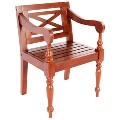 vidaXL Batavia kėdės, 2vnt., tamsiai ruda, raudonmedžio masyvas kaina ir informacija | Virtuvės ir valgomojo kėdės | pigu.lt