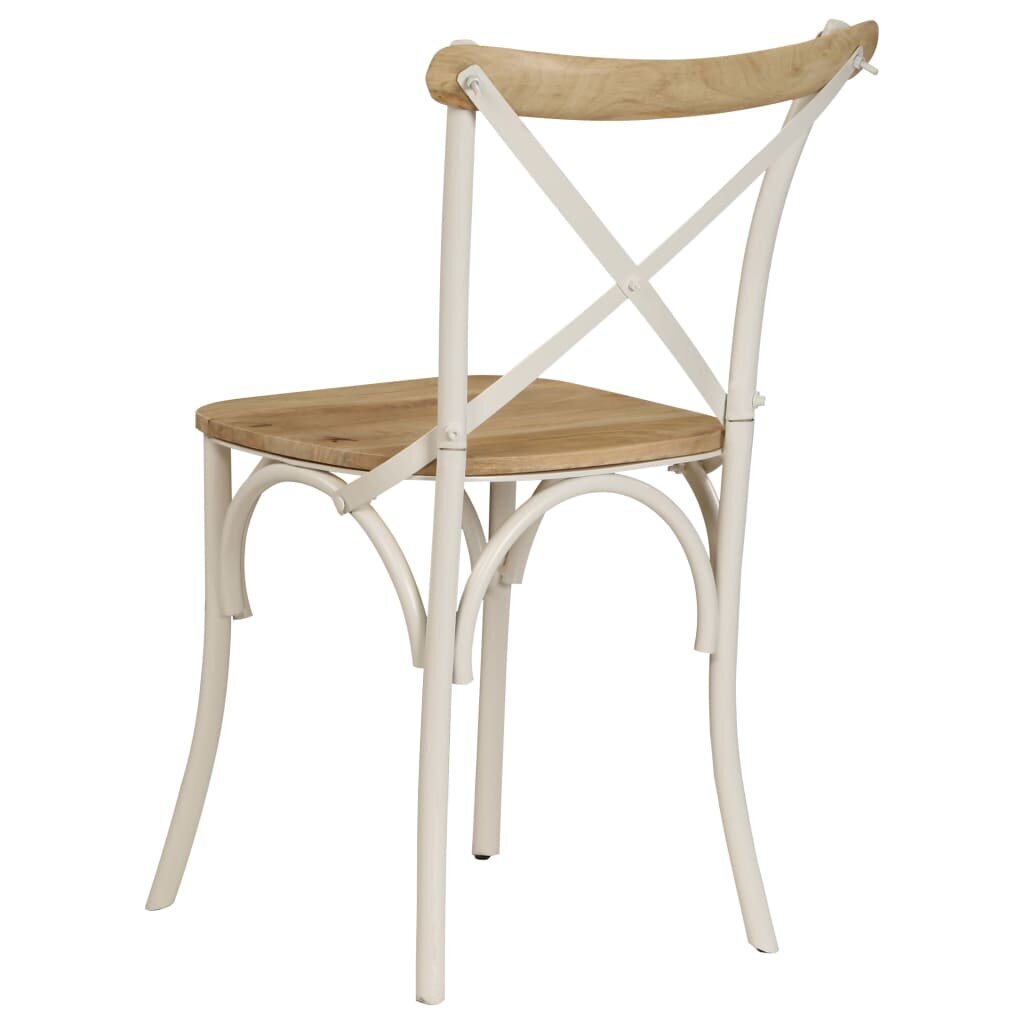 Kėdės, 2vnt., baltos, 51x52x84cm, mango masyvas, kryžminis diz. цена и информация | Virtuvės ir valgomojo kėdės | pigu.lt
