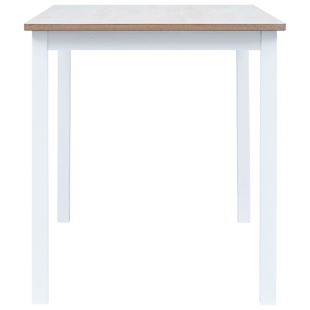 Valgomojo stalas, baltos ir rudos spalvos, 114x71x75cm, kaučiuko medžio masyvas цена и информация | Virtuvės ir valgomojo stalai, staliukai | pigu.lt