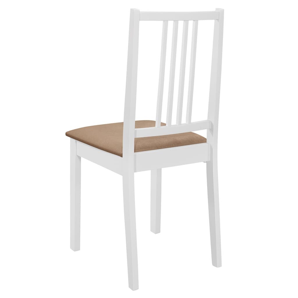Valgomojo kėdės su pagalv., 4 vnt., balt. sp., medienos masyvas цена и информация | Virtuvės ir valgomojo kėdės | pigu.lt