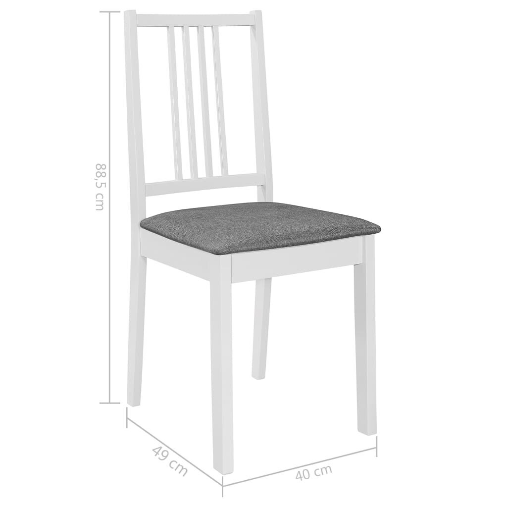 Valgomojo kėdės su pagalv., 4 vnt., balt. sp., medienos masyvas kaina ir informacija | Virtuvės ir valgomojo kėdės | pigu.lt