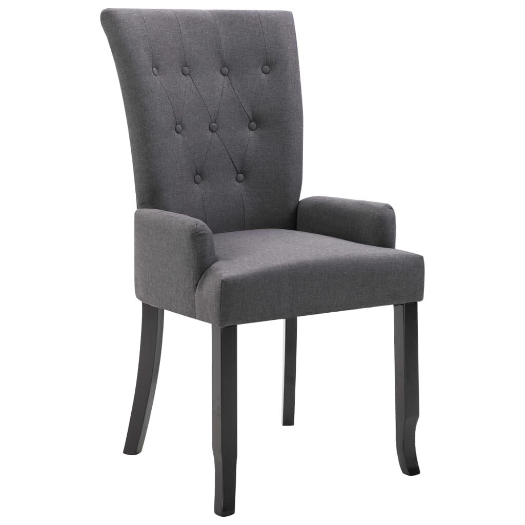 Valgomojo kėdė su porankiais, tamsiai pilkas, audinys kaina ir informacija | Virtuvės ir valgomojo kėdės | pigu.lt