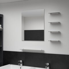 Sieninis veidrodis su lentynomis, sidabrinis, 50x60cm kaina ir informacija | Veidrodžiai | pigu.lt