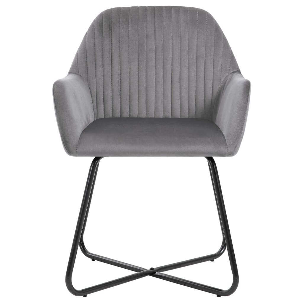 Valgomojo kėdės, 2vnt., pilkos spalvos, aksomas kaina ir informacija | Virtuvės ir valgomojo kėdės | pigu.lt