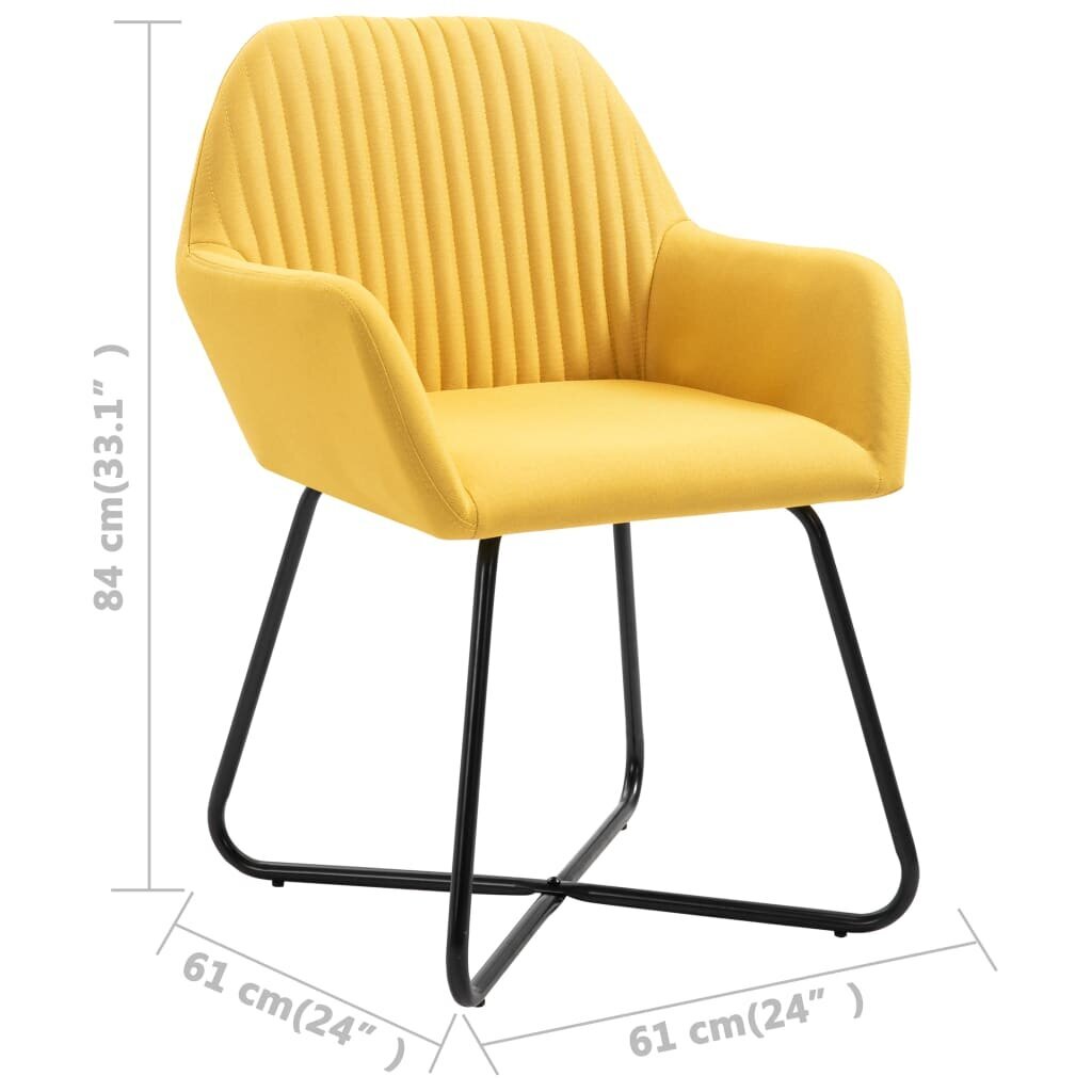 Valgomojo kėdės, 2vnt., geltonos spalvos, audinys kaina ir informacija | Virtuvės ir valgomojo kėdės | pigu.lt
