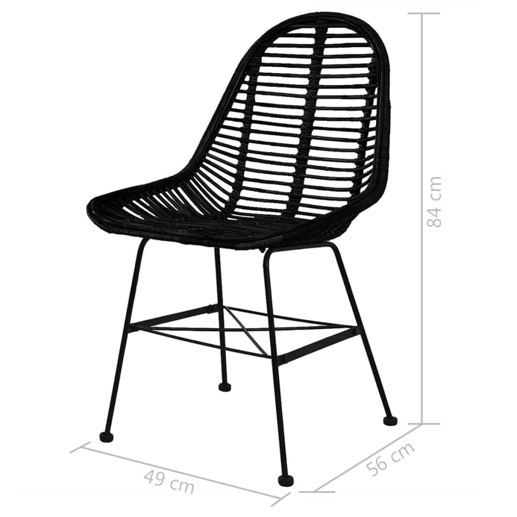 Valgomojo kėdės, 6vnt., juodos, natūralus ratanas kaina ir informacija | Virtuvės ir valgomojo kėdės | pigu.lt
