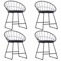Kėdės su dirbtinės odos sėdynėmis, 4vnt., juodos цена и информация | Стулья для кухни и столовой | pigu.lt