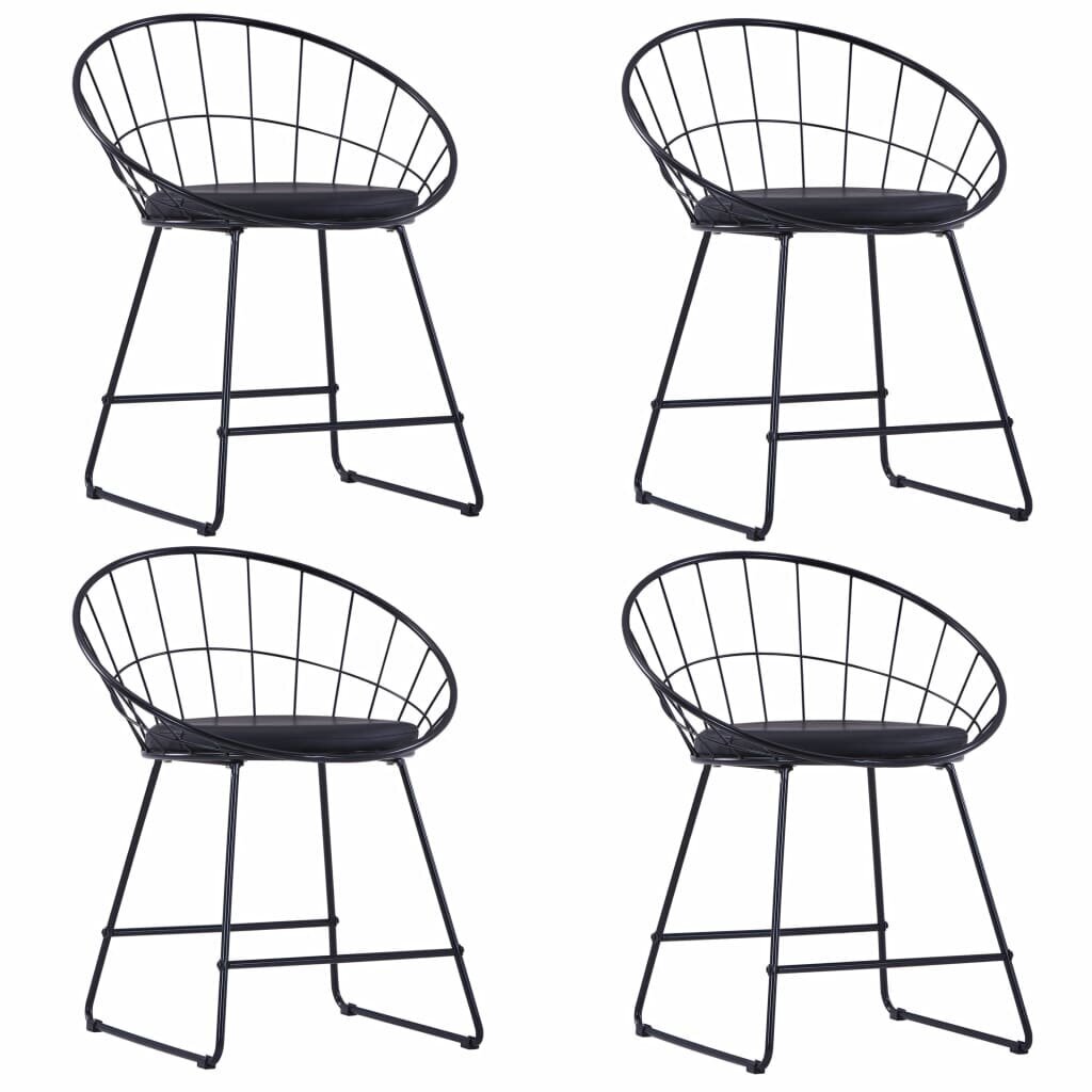 Kėdės su dirbtinės odos sėdynėmis, 4vnt., juodos kaina ir informacija | Virtuvės ir valgomojo kėdės | pigu.lt