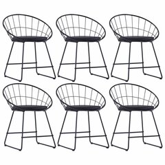 Обеденные стулья, 6шт, черные цена и информация | Стулья для кухни и столовой | pigu.lt