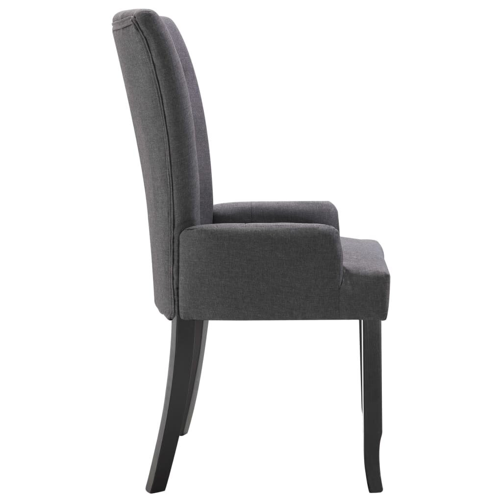 Valgomojo kėdė su porankiais, 2vnt., tamsiai pilkos, audinys kaina ir informacija | Virtuvės ir valgomojo kėdės | pigu.lt