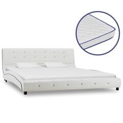 Кровать с матрасом, искусственная кожа, 140x200 см, черная/белая цена и информация | Кровати | pigu.lt