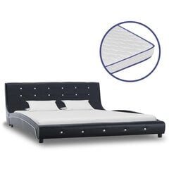 Кровать с матрасом memory, искусственная кожа, 160x200 см, черная цена и информация | Кровати | pigu.lt