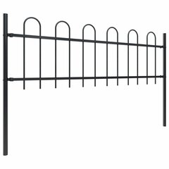 Sodo tvora su apvaliais viršugaliais, 3,4x0,6 m, plienas, juoda kaina ir informacija | Tvoros ir jų priedai | pigu.lt