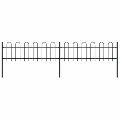 Sodo tvora su apvaliais viršugaliais, 3,4x0,6 m, plienas, juoda kaina ir informacija | Tvoros ir jų priedai | pigu.lt